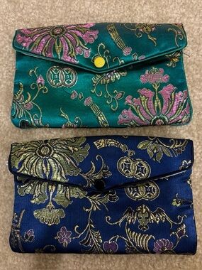 Lot of 2 Floral Envelope Clutch in Teal and Navy